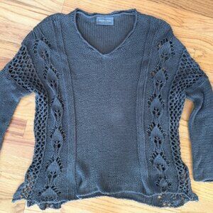 Wooden Ships Paola Buendia Blue Open Knit Sweater XS/S Boho Lightweight Cotton